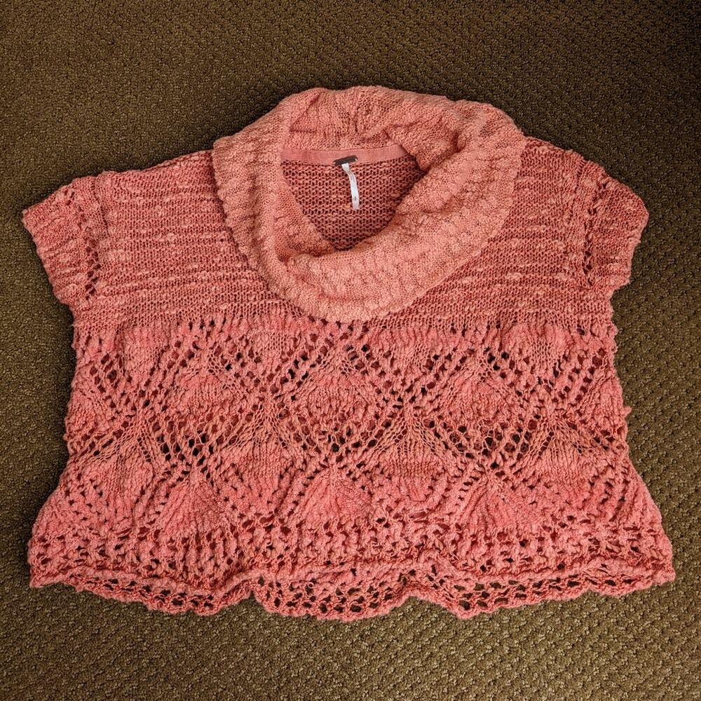Free People Women's Eternal Delight Cowl-Neck Pullover Shirt, small, coral
